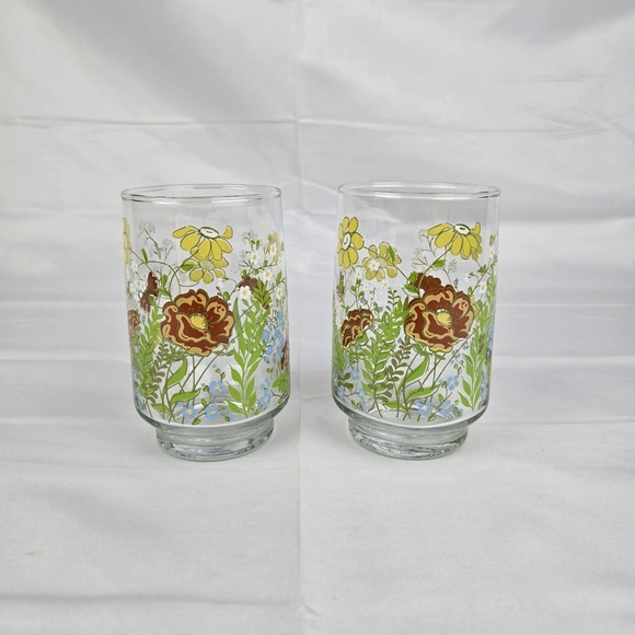 VTG Corelle Darling Wildflower Drinking Glasses Lot Of 2 - Picture 1 of 9